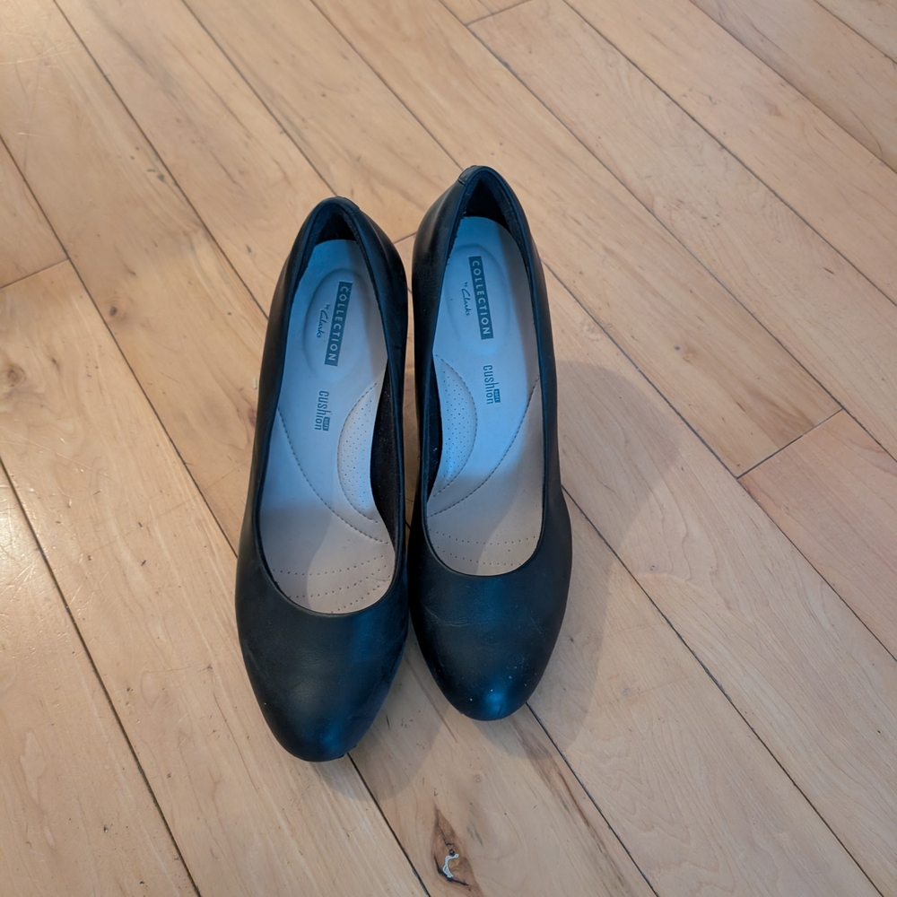 Clarks Black Leather Heels